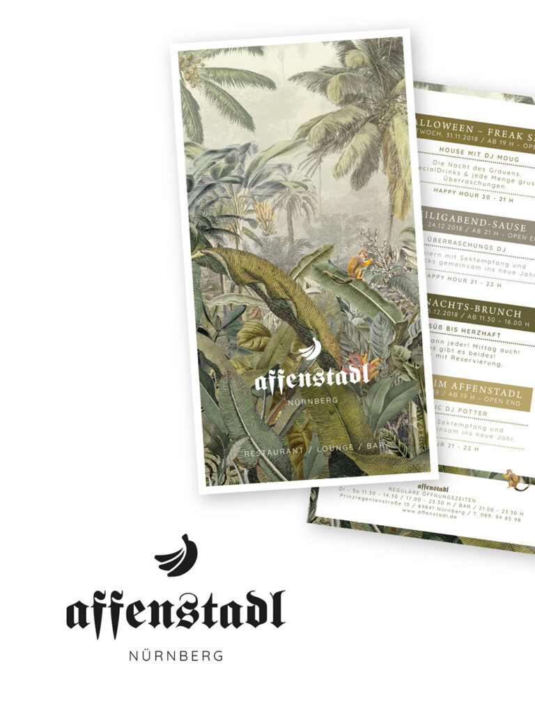 Portfolio Grafikdesign - Affenstadl / Logo & Veranstaltungsflyer