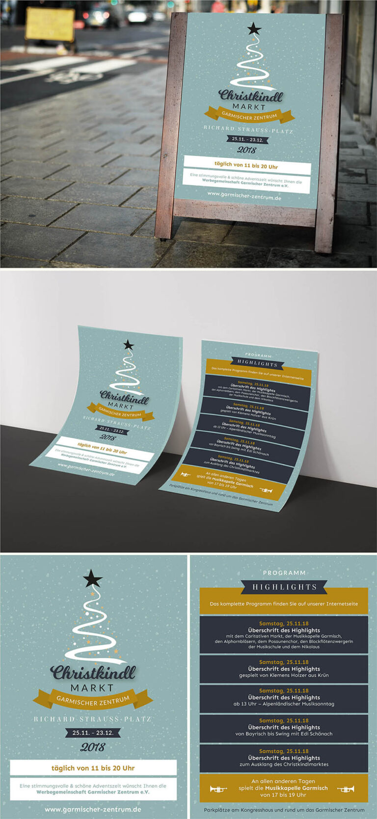 Portfolio Grafikdesign - Weihnachtsmarkt Logo Flyer & Plakate