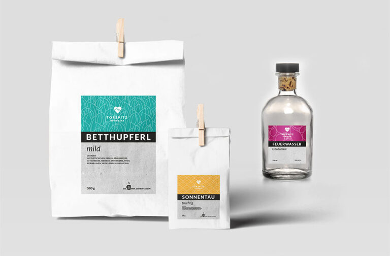 Portfolio Grafikdesign - Produktaufkleber für Teetüten